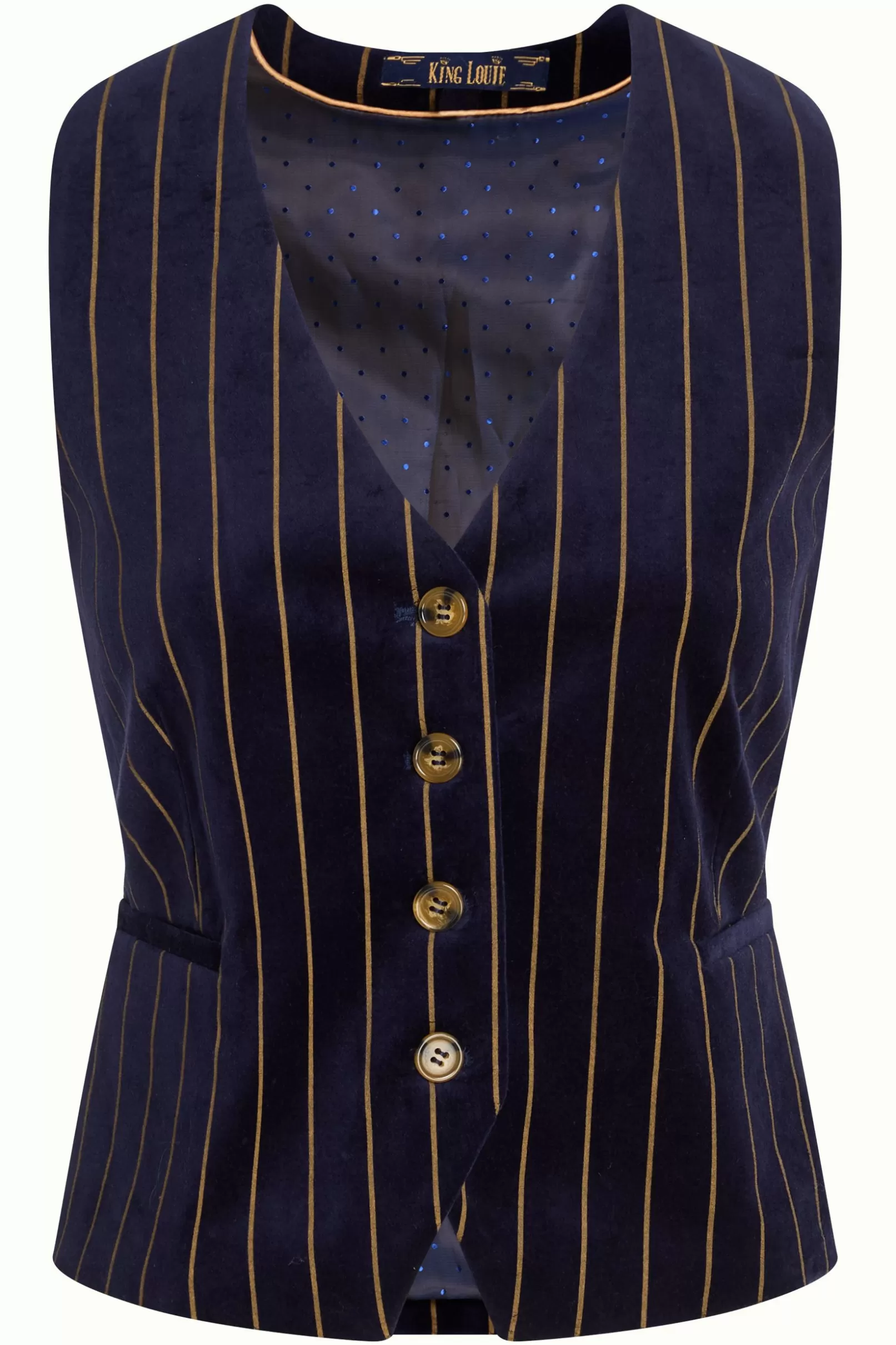 bianca_gilet_pinstripe_3.webp Tops & Shirts*King Louie Bianca Gilet Pinstripe Blue