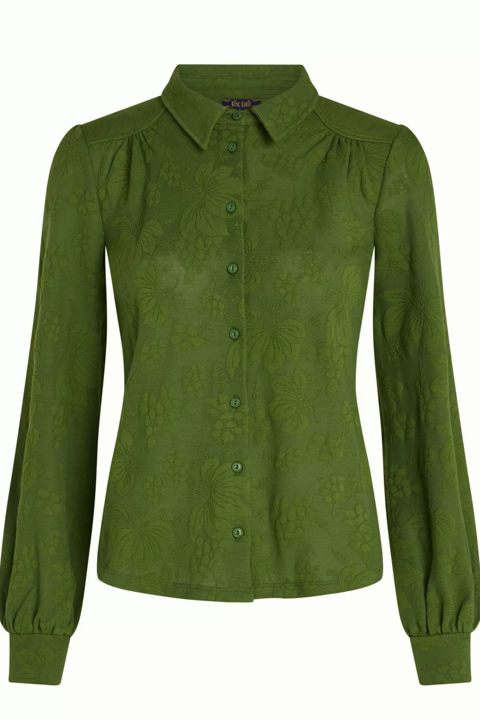 carina_blouse_buzz_jacquard_2.webp Blouses*King Louie Carina Blouse Buzz Jacquard Palm Green
