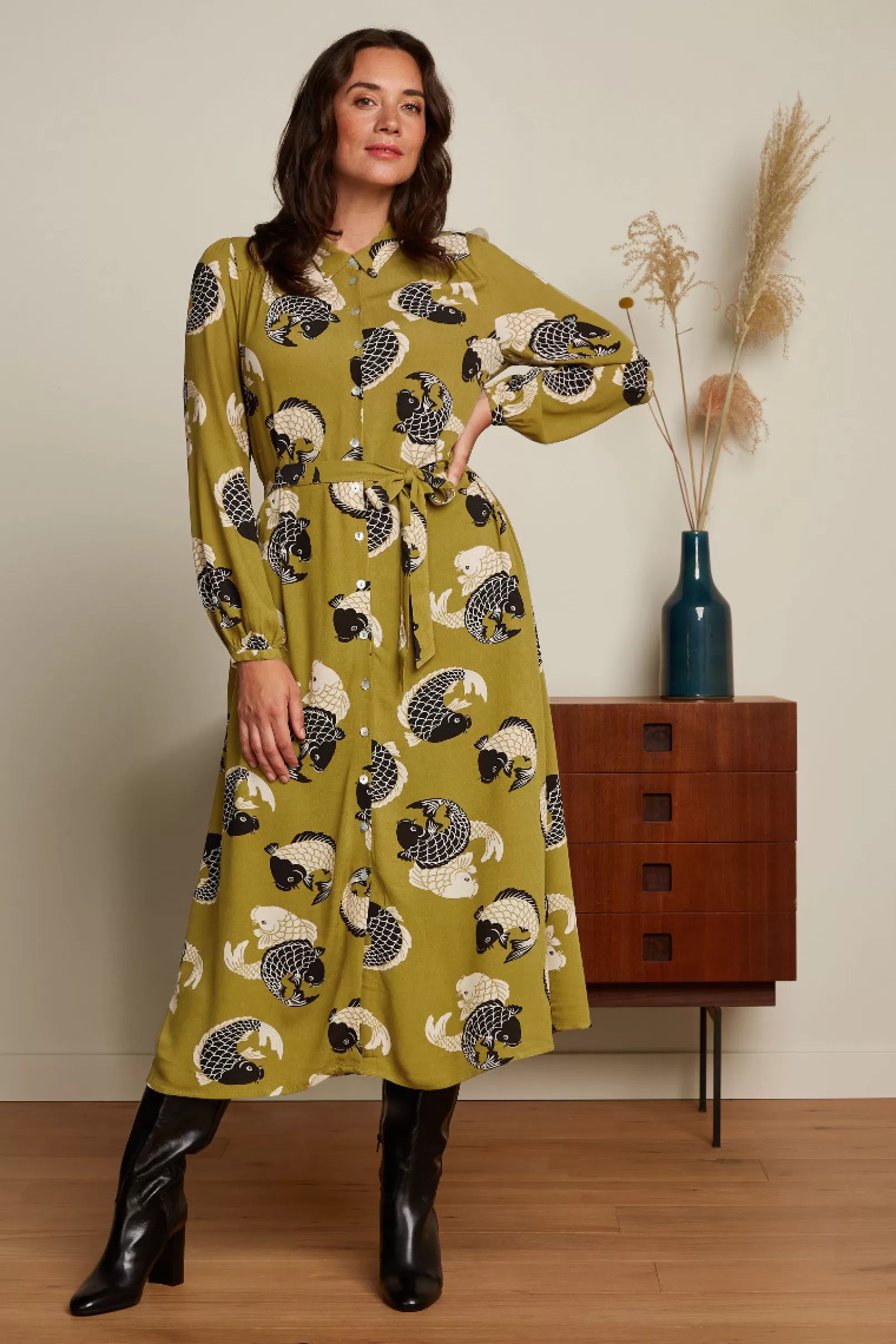 carina_dress_koi_0.webp Jurken*King Louie Carina Dress Koi Chartreuse Yellow