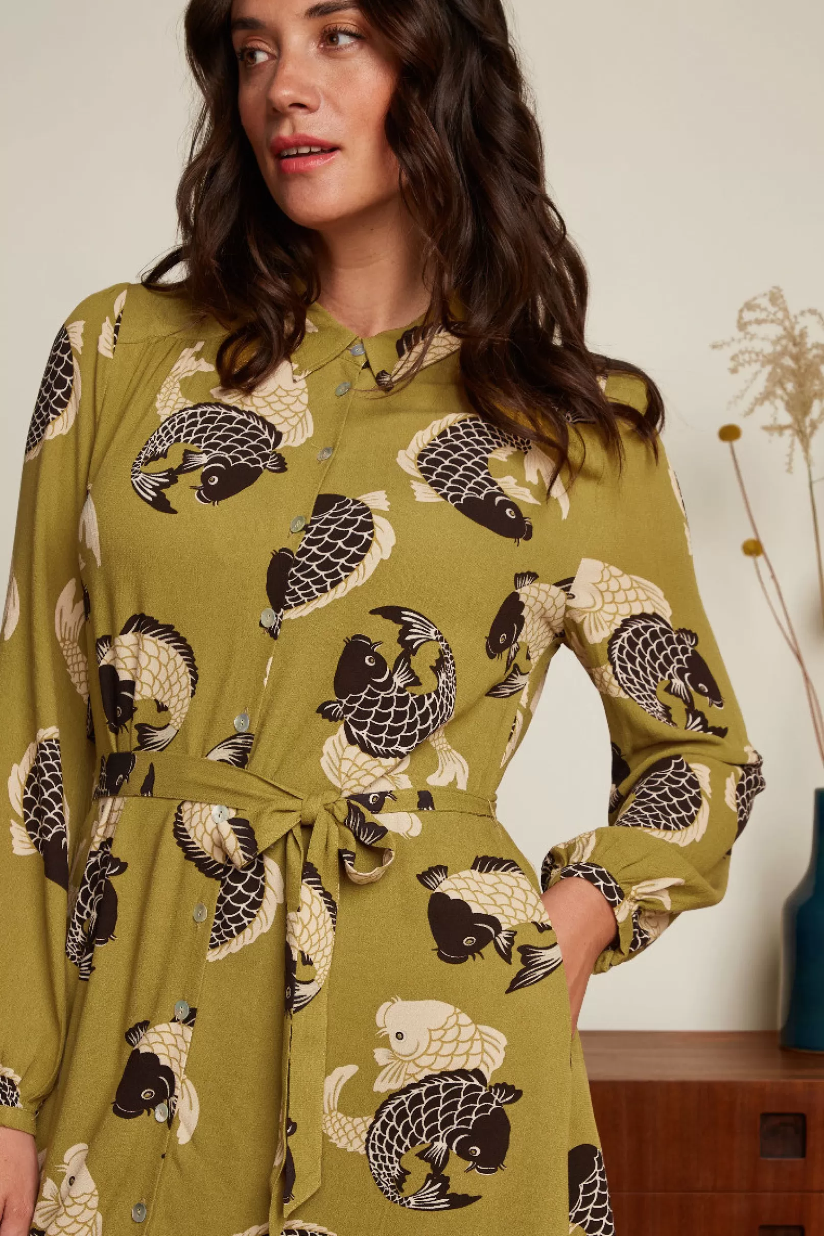 carina_dress_koi_1.webp Jurken*King Louie Carina Dress Koi Chartreuse Yellow