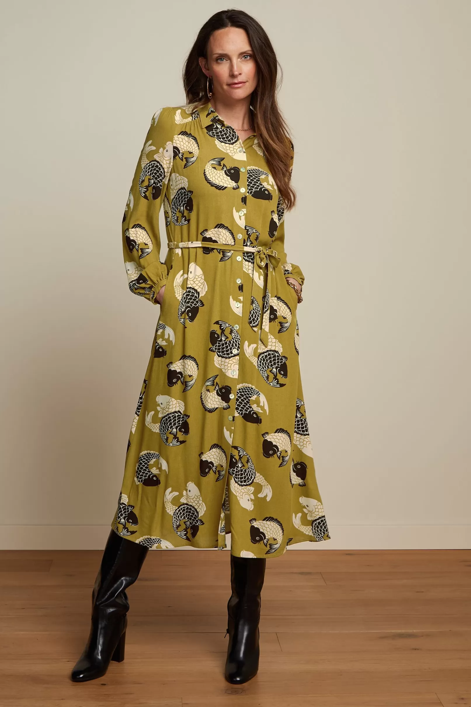 carina_dress_koi_2.webp Jurken*King Louie Carina Dress Koi Chartreuse Yellow