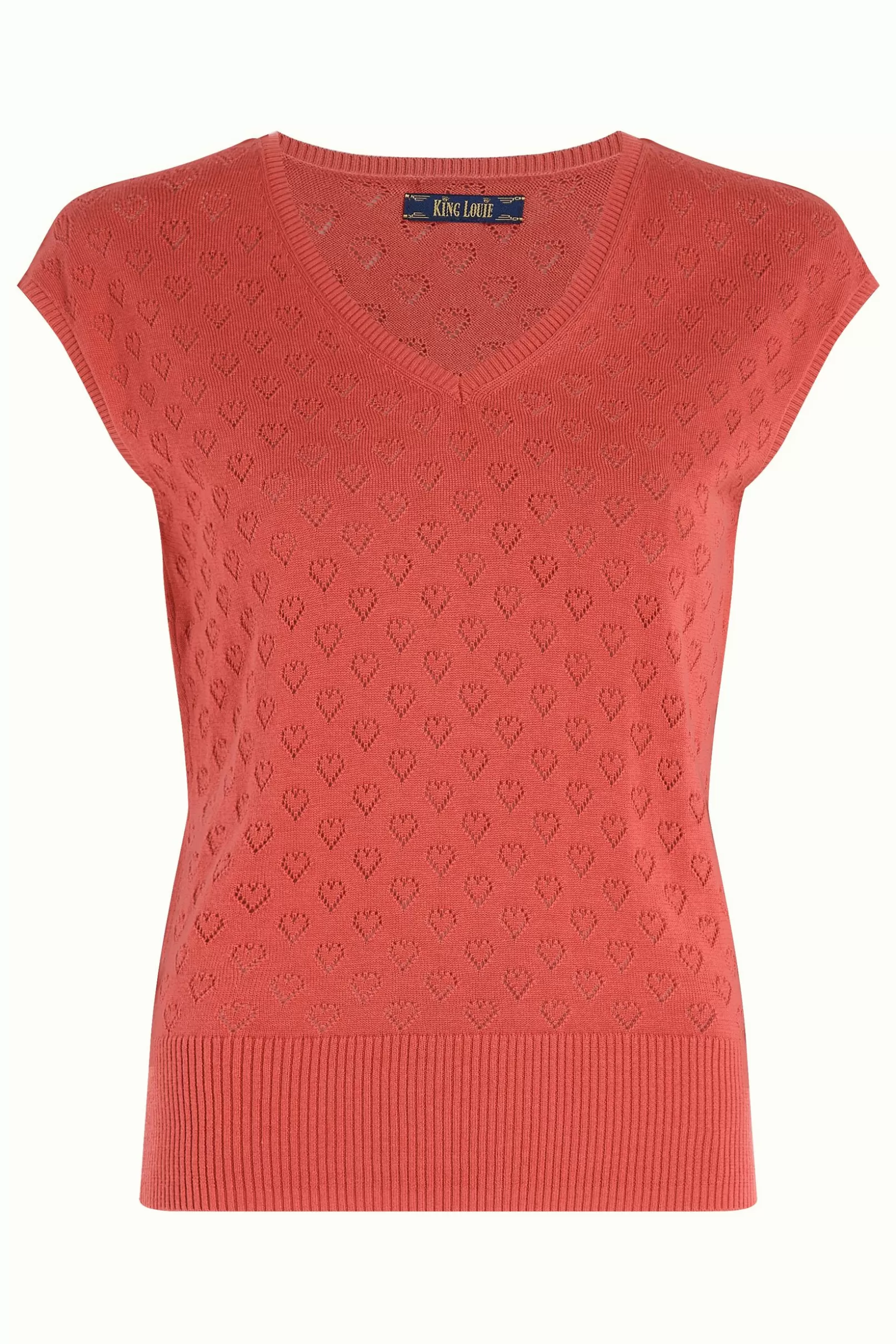 deep_v_top_heart_ajour_3.webp Tops & Shirts*King Louie Deep V Top Heart Ajour Tweed Orange