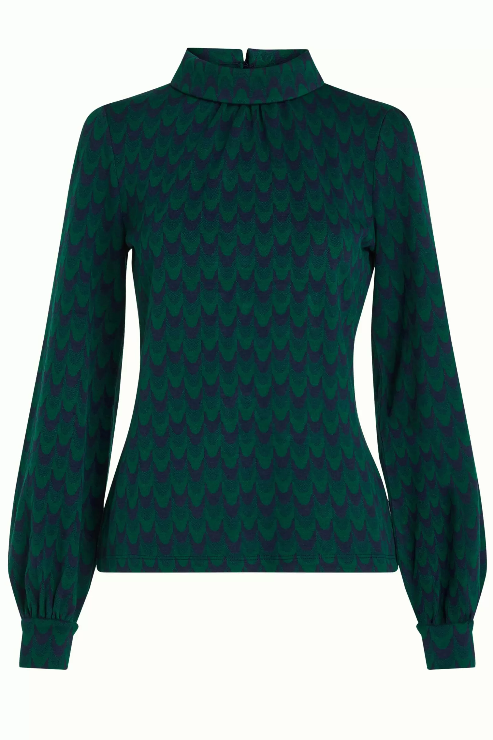 dita_top_bell_sleeve_duffy_jacquard_3.webp Tops & Shirts*King Louie Dita Top Bell Sleeve Duffy Jacquard Evening Blue