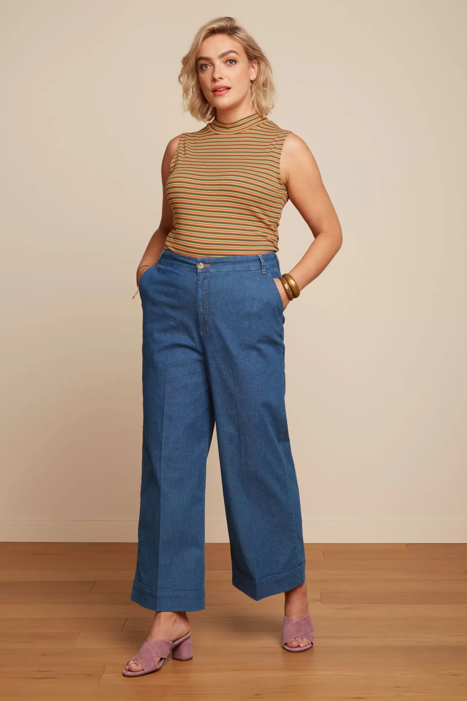 lisa_culotte_chambray_4.webp Broeken*King Louie Lisa Culotte Chambray Denim Blue