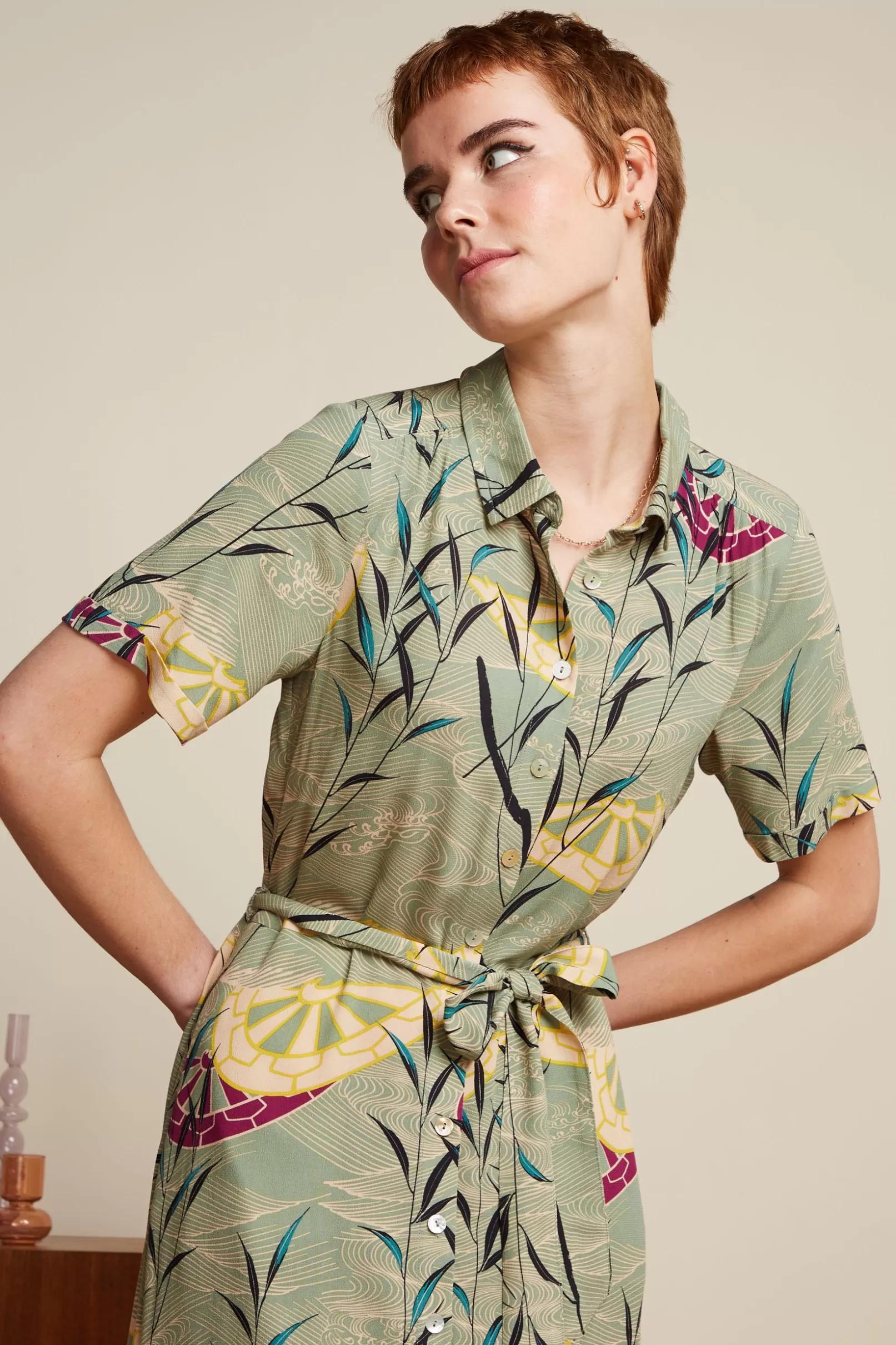 olive_midi_dress_blush_0.webp Jurken*King Louie Olive Midi Dress Blush Dusty Turquoise