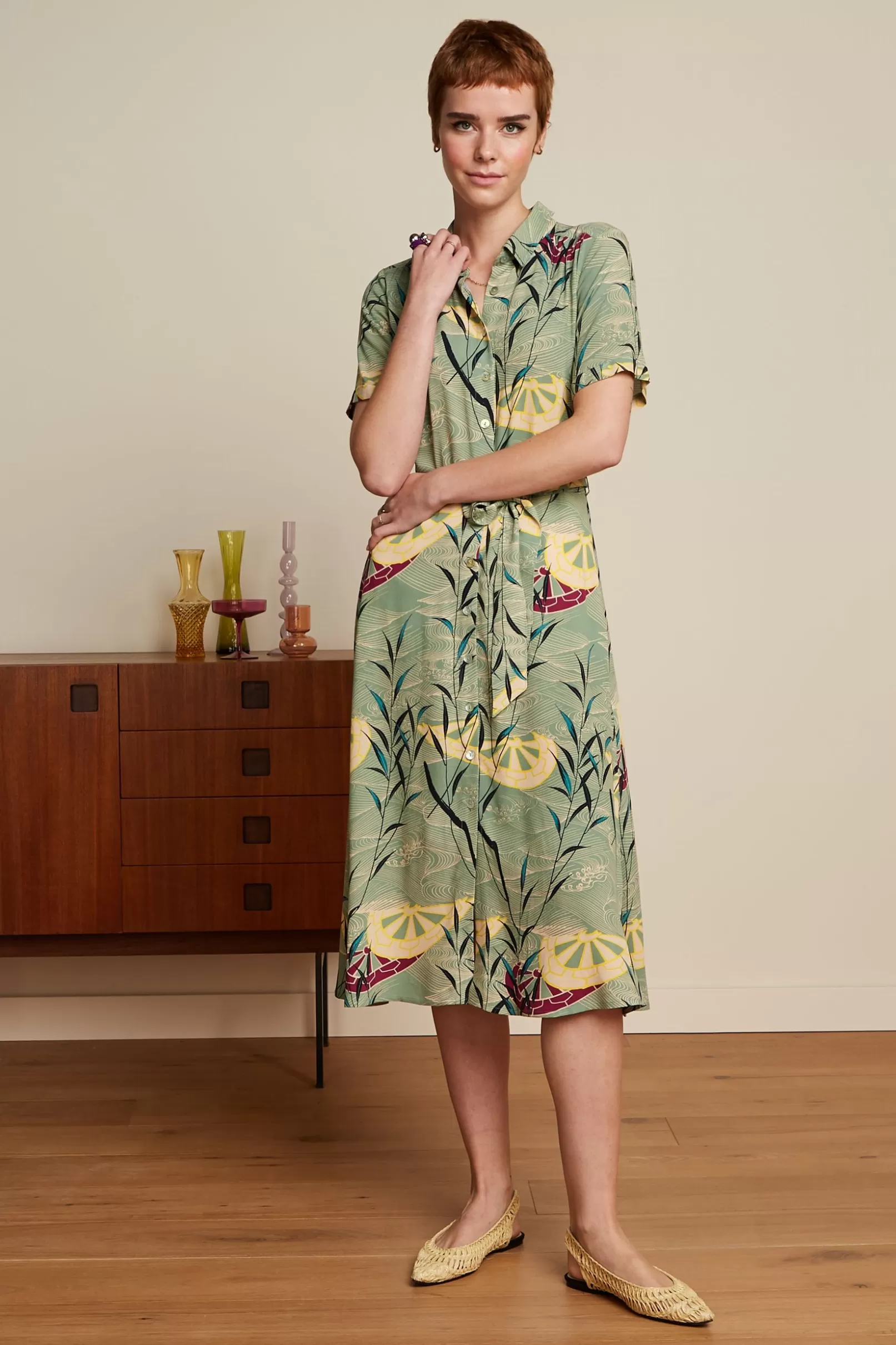 olive_midi_dress_blush_1.webp Jurken*King Louie Olive Midi Dress Blush Dusty Turquoise