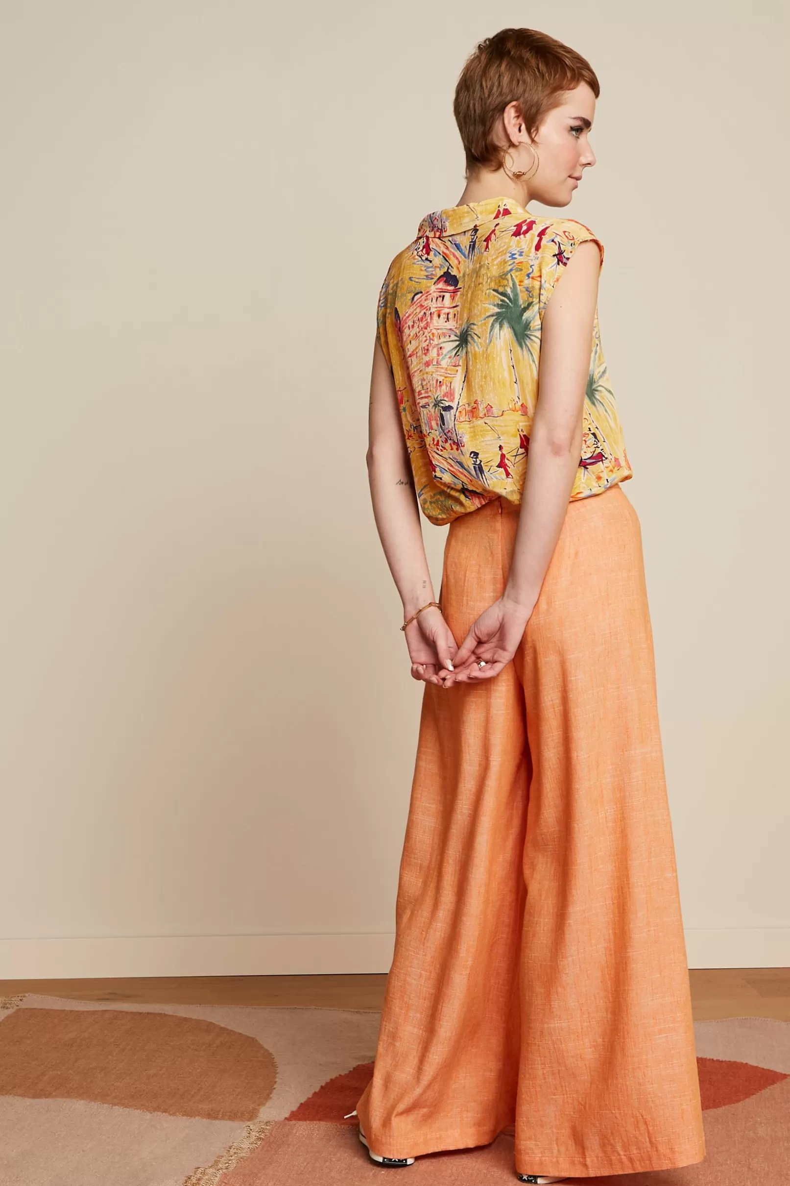 palazzo_pants_camonte_2.webp Broeken*King Louie Palazzo Pants Camonte Reef Coral